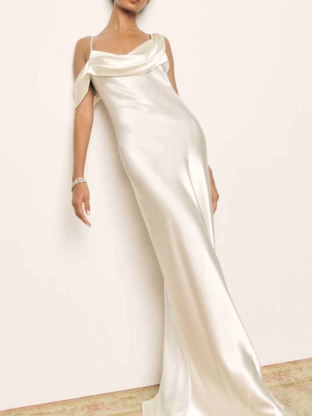 Reformation RONDA White Ivory Silk Maxi Wedding Dress Bridal Gown Drape w/Tags 4